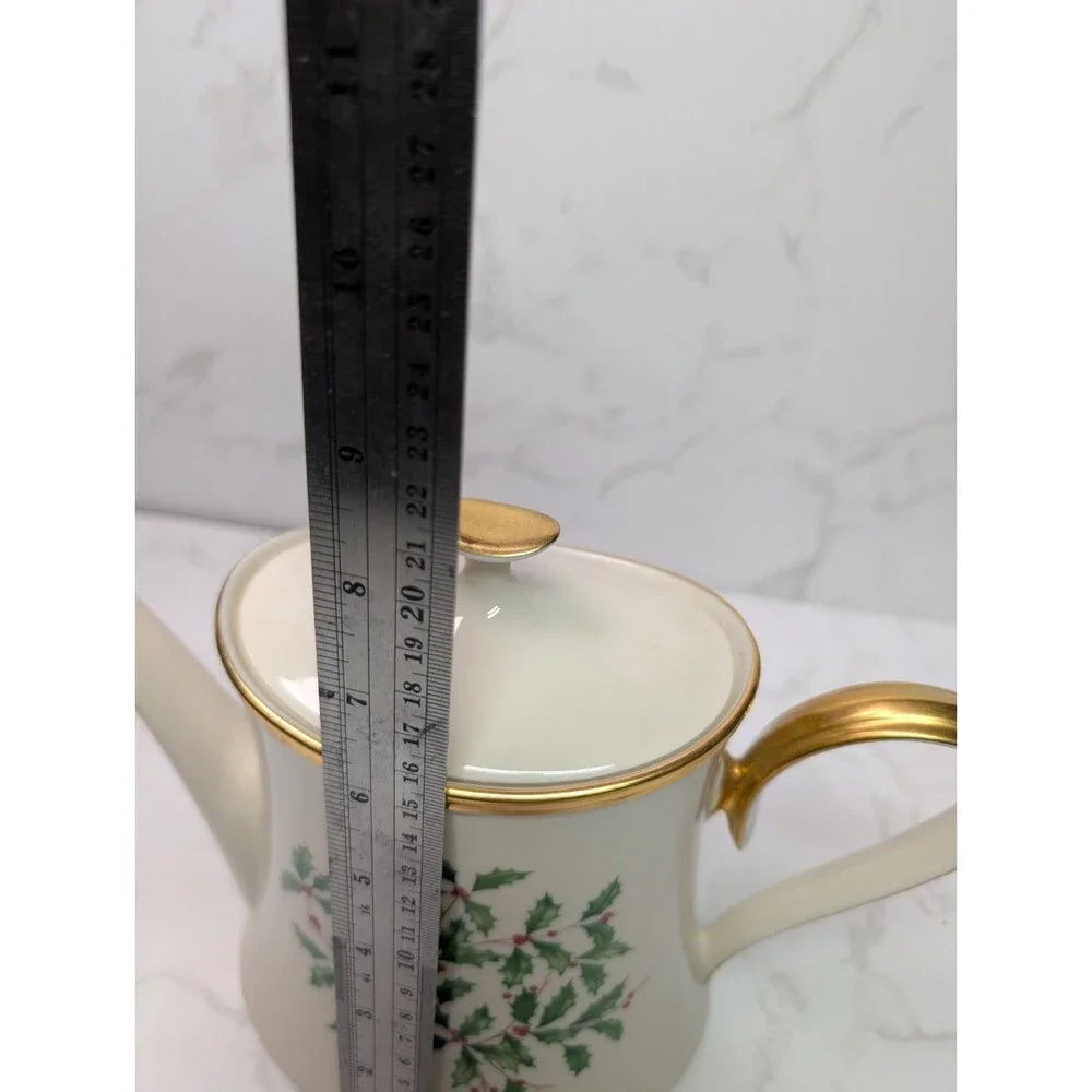 Lenox Holiday Coffee Pot w/Lid Dimension Collection Gold Trim USA Christmas